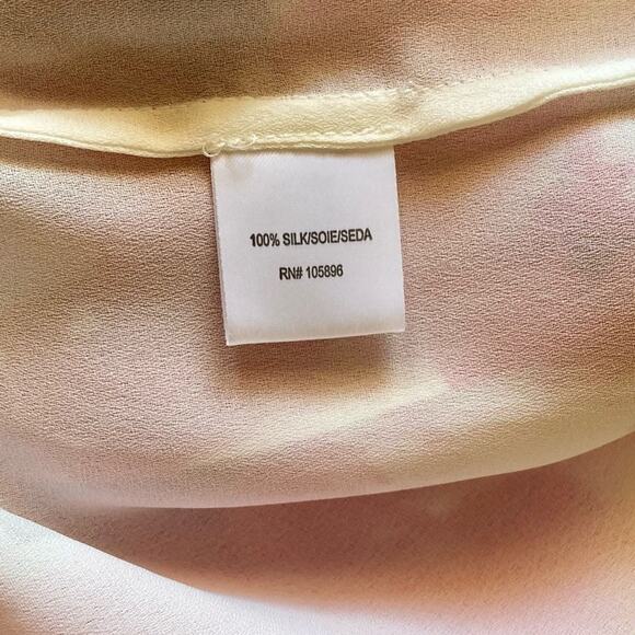 Worth Silk Crinkle Chiffon Pink and White Off The Shoulder Blouse, Small - Picture 12 of 13
